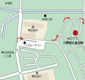 鴨志田団地バス停からの案内図